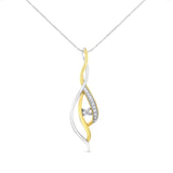 10K two-tone gold necklace with round diamond stones in a cascade pendant thumbnail 1