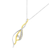 Espira 10K Two-Tone Gold Round Cut Diamond Cascade Pendant Necklace (1/10 cttw, J-K Color, I2-I3 Clarity)-3 thumbnail 4