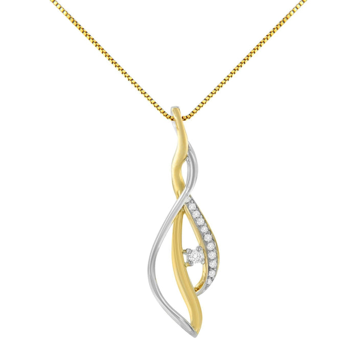10K Yellow and White Gold Round Cut Diamond Accent Cascade 18