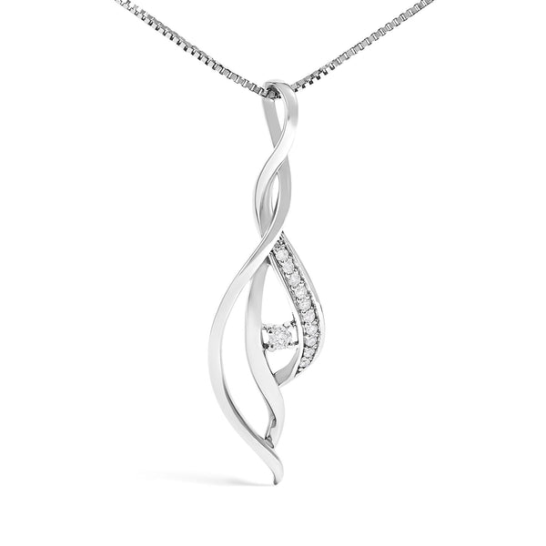 Espira 10K White Gold Round Diamond Accented Open Cascade Twist 18