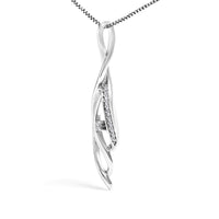 Espira 10K White Gold Round Diamond Accented Open Cascade Twist 18