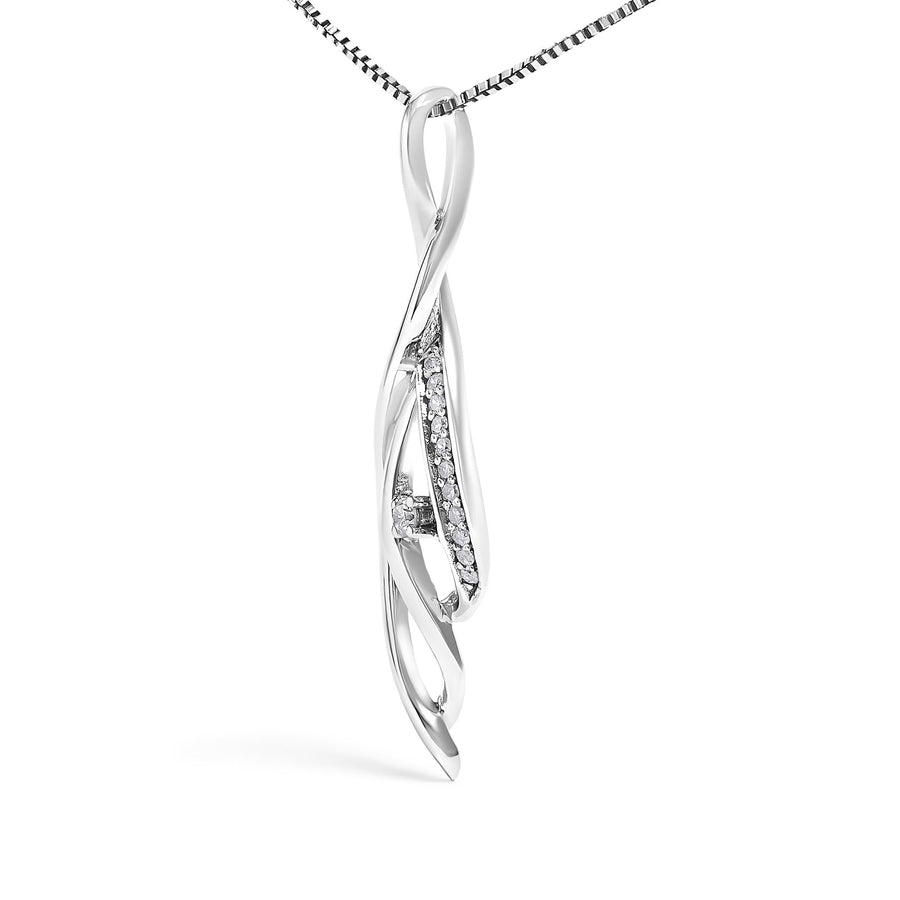 Espira 10K White Gold Round Diamond Accented Open Cascade Twist 18