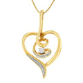 10K yellow gold heart necklace with round diamond accent stones