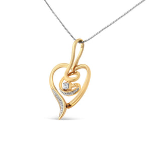 Espira 10K Yellow Gold .03 Cttw Diamond-Accented Round-Cut Diamond Swirl Open Heart 18