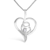 Espira 10K White Gold .03 Cttw Diamond-Accented Round-Cut Diamond Swirl Open Heart 18