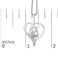 Espira 10K White Gold .03 Cttw Diamond-Accented Round-Cut Diamond Swirl Open Heart 18