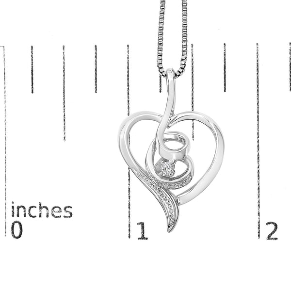 Espira 10K White Gold .03 Cttw Diamond-Accented Round-Cut Diamond Swirl Open Heart 18