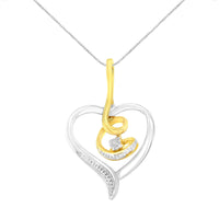 Espira 10K Two-Tone Yellow & White Gold .03 Cttw Diamond-Accented Round-Cut Diamond Swirl Open Heart 18