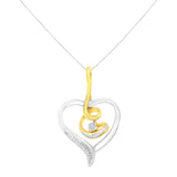 Espira 10K Two-Tone Yellow & White Gold .03 Cttw Diamond-Accented Round-Cut Diamond Swirl Open Heart 18