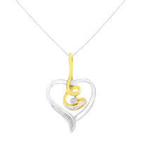Espira 10K Two-Tone Yellow & White Gold .03 Cttw Diamond-Accented Round-Cut Diamond Swirl Open Heart 18