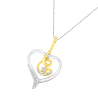 Espira 10K Two-Tone Yellow & White Gold .03 Cttw Diamond-Accented Round-Cut Diamond Swirl Open Heart 18
