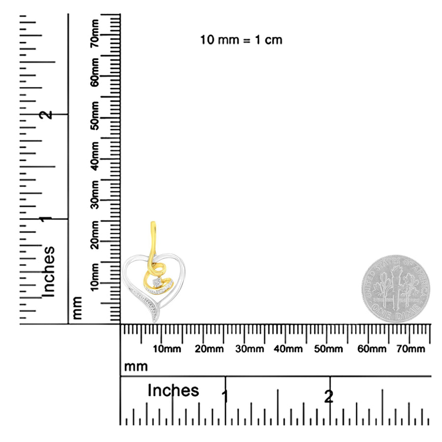 Espira 10K Two-Tone Yellow & White Gold .03 Cttw Diamond-Accented Round-Cut Diamond Swirl Open Heart 18