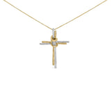 Espira 10K Two-Tone Yellow & White Gold Diamond-Accented Cross 18