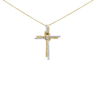 Espira 10K Two-Tone Yellow & White Gold Diamond-Accented Cross 18