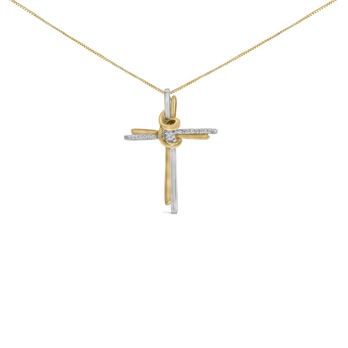 Espira 10K Two-Tone Yellow & White Gold Diamond-Accented Cross 18