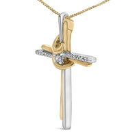 Espira 10K Two-Tone Yellow & White Gold Diamond-Accented Cross 18
