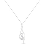 Espira 10K White Gold 1/10 cttw Diamond Swirl Pendant Necklace (I-J, I1-I2)-1 thumbnail 2