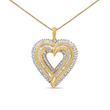 925 sterling silver heart necklace with baguette diamond stones thumbnail 1