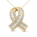 14K yellow gold ribbon pendant necklace with channel-set white diamonds