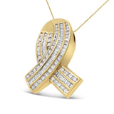 14K Yellow Gold 2 5/8 cttw Channel Set White Diamond Awareness Ribbon Pendant Necklace (G-H Color, VS1-VS2 Clarity) - NO CHAIN-1 thumbnail 2