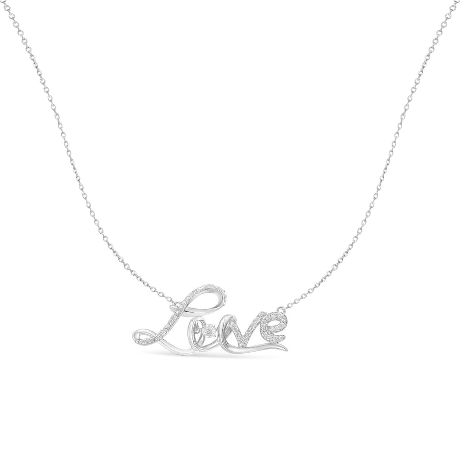 .925 Sterling Silver 1/4 Cttw Diamond Cursive 