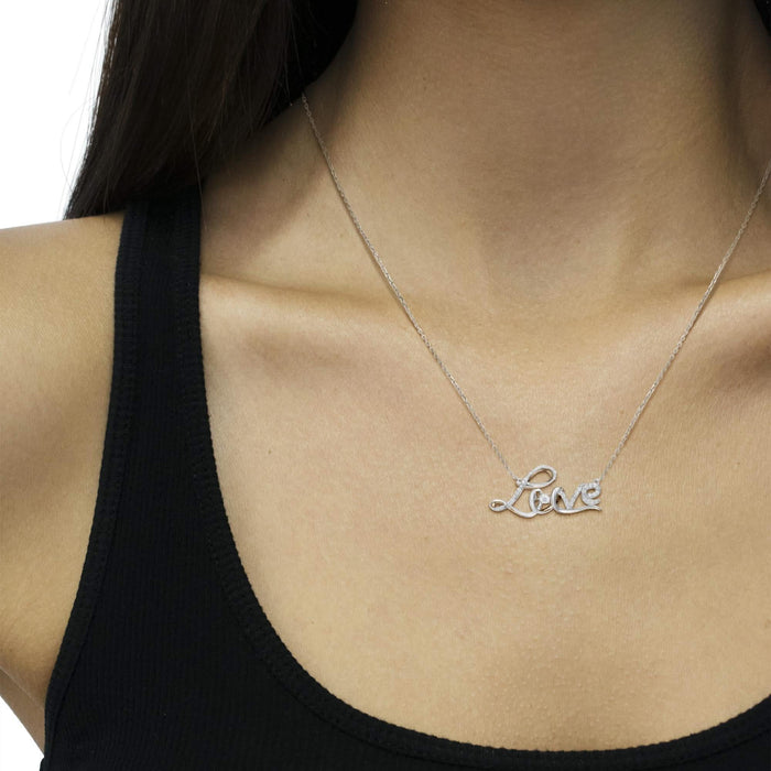 .925 Sterling Silver 1/4 Cttw Diamond Cursive 