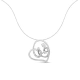 .925 Sterling Silver 1/6 cttw Diamond Heart Pendant Necklace (H-I, I1-I2)-1 thumbnail 2