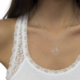.925 Sterling Silver 1/6 cttw Diamond Heart Pendant Necklace (H-I, I1-I2)-2 thumbnail 3