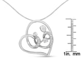 .925 Sterling Silver 1/6 cttw Diamond Heart Pendant Necklace (H-I, I1-I2)-4 thumbnail 5