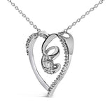 .925 Sterling Silver 1/4 Cttw Brilliant-Cut Diamond Open Heart Twisted Awareness Ribbon 18