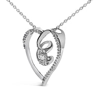 .925 Sterling Silver 1/4 Cttw Brilliant-Cut Diamond Open Heart Twisted Awareness Ribbon 18