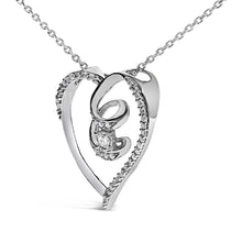 .925 Sterling Silver 1/4 Cttw Brilliant-Cut Diamond Open Heart Twisted Awareness Ribbon 18" Pendant Necklace (H-I Color, I1-I2 Clarity)-3