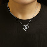 .925 Sterling Silver 1/4 Cttw Brilliant-Cut Diamond Open Heart Twisted Awareness Ribbon 18
