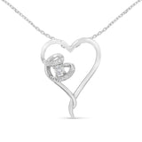 925 sterling silver necklace with one heart diamond stone pendant thumbnail 1