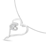 .925 Sterling Silver 1/10 cttw Diamond Heart Pendant Necklace (H-I, I1-I2)-3 thumbnail 4