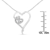 .925 Sterling Silver 1/10 cttw Diamond Heart Pendant Necklace (H-I, I1-I2)-4 thumbnail 5