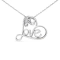 925 sterling silver open heart necklace with round diamond accent stones
