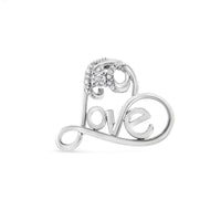 .925 Sterling Silver 1/10 Cttw Round Brilliant-Cut Diamond Accented Open Heart with Love 18