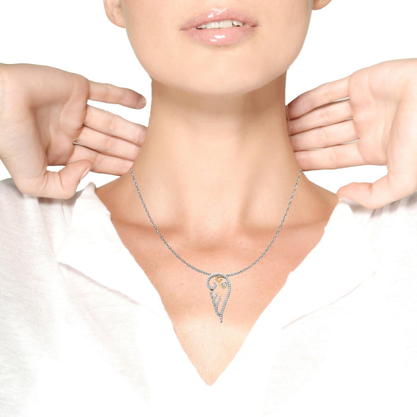 10K Yellow Gold over .925 Sterling Silver 1/4 Cttw Diamond Angel Wing 18