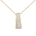 14K yellow gold pendant necklace with princess cut diamond stones in column design