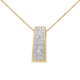 14K Yellow Gold 1 1/2 cttw Princess Cut Diamond Greek Column Pendant Necklace (G-H, VS1-VS2)-2 thumbnail 3