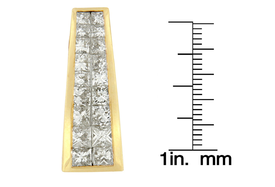 14K Yellow Gold 1 1/2 cttw Princess Cut Diamond Greek Column Pendant Necklace (G-H, VS1-VS2)