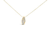 14K yellow gold pendant with princess and baguette-cut diamond stones thumbnail 1