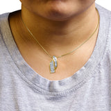 14k Yellow Gold 1 1/3 Cttw Princess and Baguette-cut Diamond Double Curved Pendant Necklace (H-I Color ,VS1-VS2 Clarity) - NO CHAIN INCLUDED-2 thumbnail 3