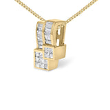 14K Yellow Gold 1 1/2 cttw Princess and Baguette Cut Diamond Geometric Pendant Necklace (H-I Color, VS1-VS2 Clarity)-3 thumbnail 4