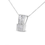 14K White Gold 1 5/8 cttw Princess and Baguette Cut Diamond Heart Ribbon Pendant Necklace (G-H, VS1-VS2)-1 thumbnail 2
