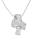 14K white gold pendant necklace with princess and baguette cut diamond stones