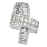 14K White Gold 2 cttw Princess and Baguette Cut Diamond Ribbon Pendant Necklace (H-I, SI-SI2)-2 thumbnail 3