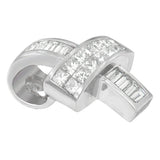 14K White Gold 2 cttw Princess and Baguette Cut Diamond Ribbon Pendant Necklace (H-I, SI-SI2)-3 thumbnail 4