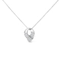 14K white gold necklace with princess and baguette oval diamond pendant
